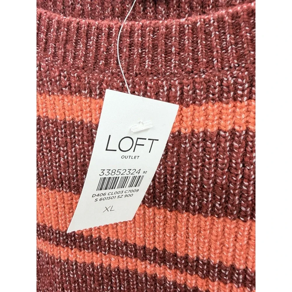 Ann Taylor LOFT Womens Size XL Striped Ribbed Long Sleeve Tunic Sweater $70